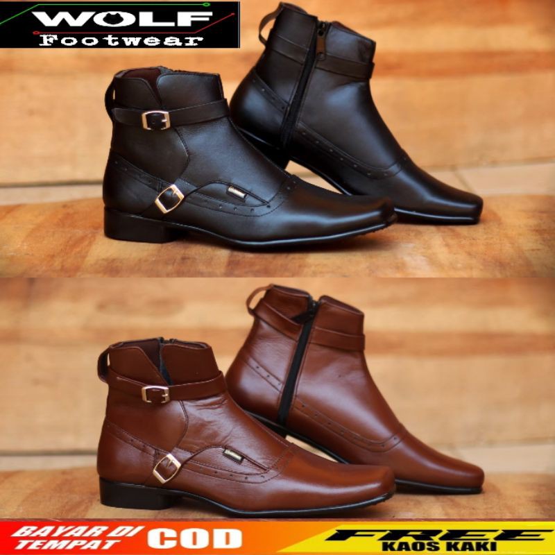 FULL LEATHER Sepatu Jenggel Semi Boot Full Kulit Asli Original Cevany Pacuan Rider Ala Koboy CH1