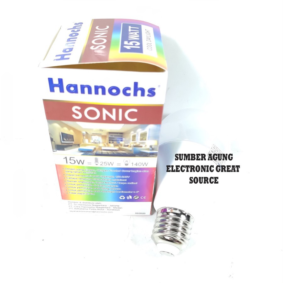 Lampu LED Hannochs Sonic 15W Cahaya Putih Afgan Hanoch Garansi Super T