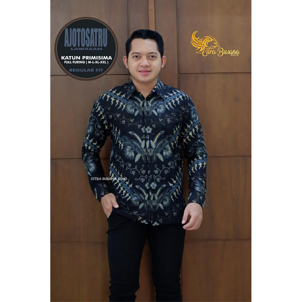 AJOTOSATRU LAWASAN Kemeja Batik Pria Full Furing Bahan Katun Primisima