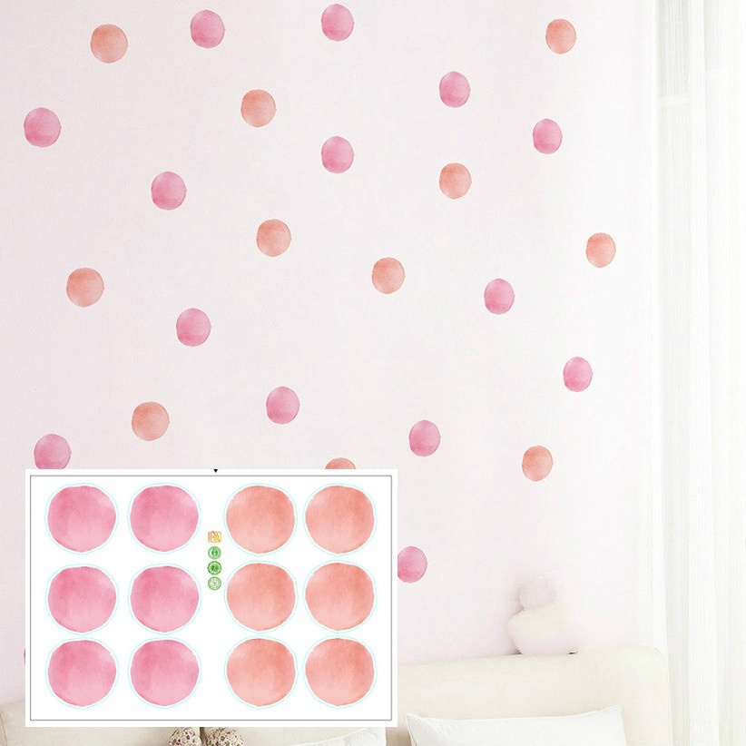 Cute Pink Polka Dot Pvc Wall Sticker for Kids Room Kindergarten Decoration Home Decor 20x30cm