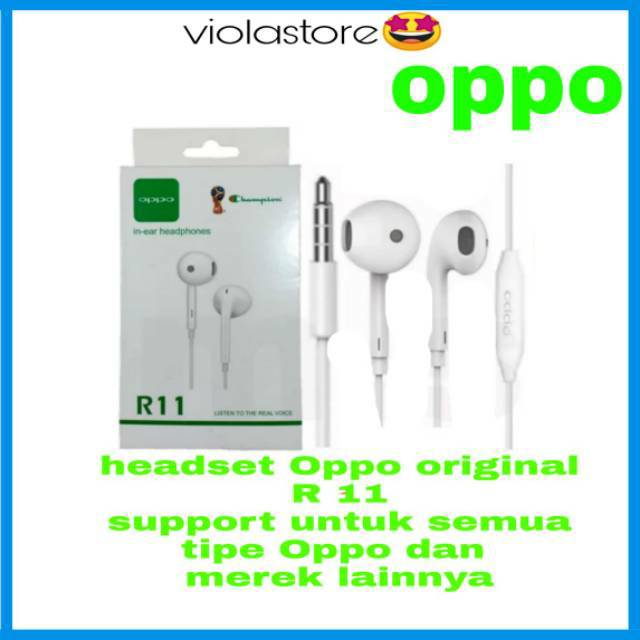 COD Headset Oppo Original R11  STEREO BASS earphone handsfree