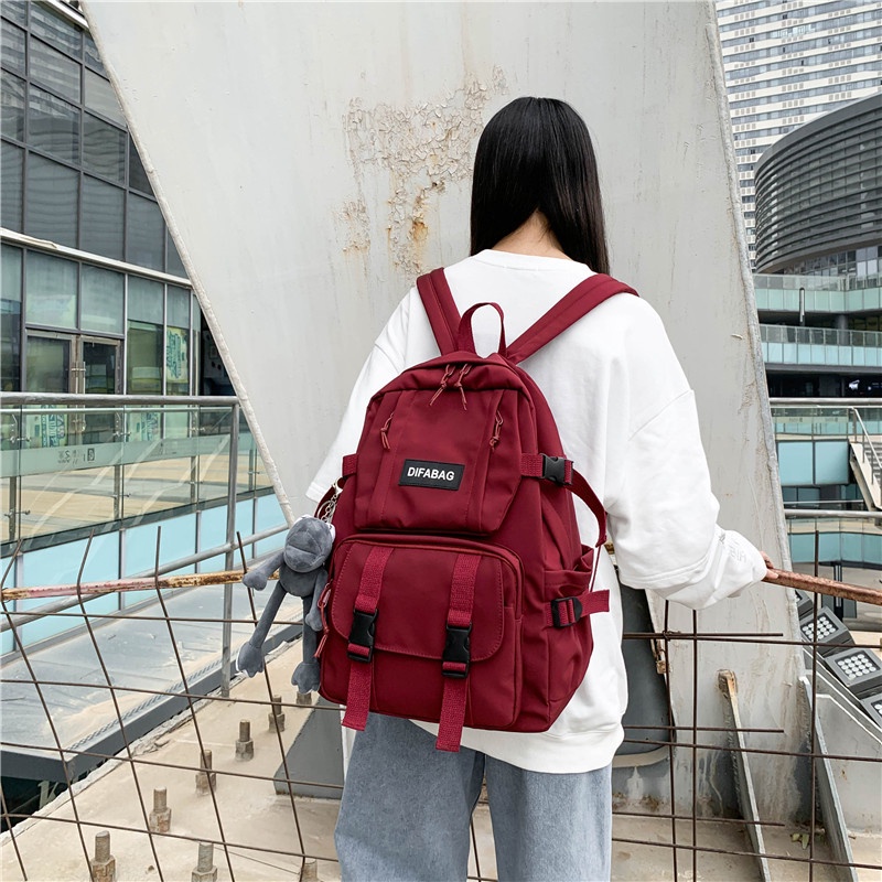 PROMO WYK131 Tas Ransel Wanita Pria Polos Warna Sekolah Kuliah Backpack Impor TKM