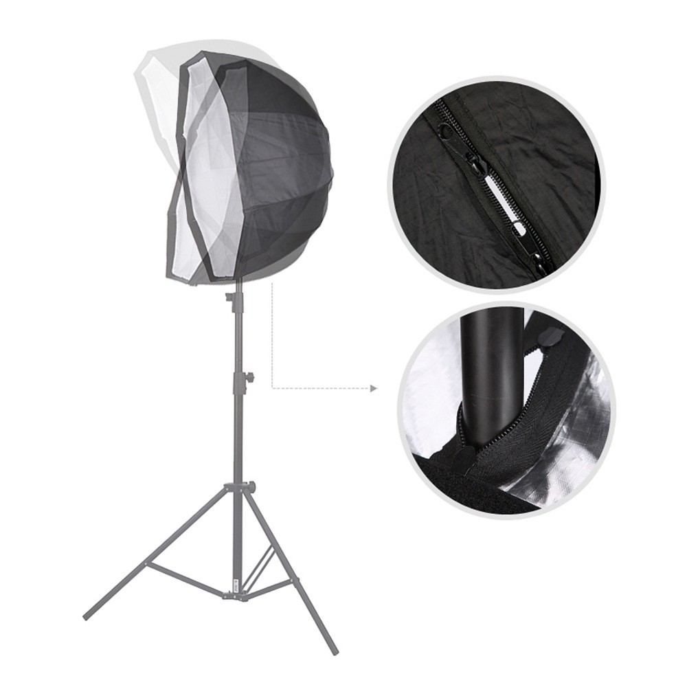 Payung Octagon Softbox Reflektor untuk Flash Speedlight 80CM - OMCSDPKS Black/Silver