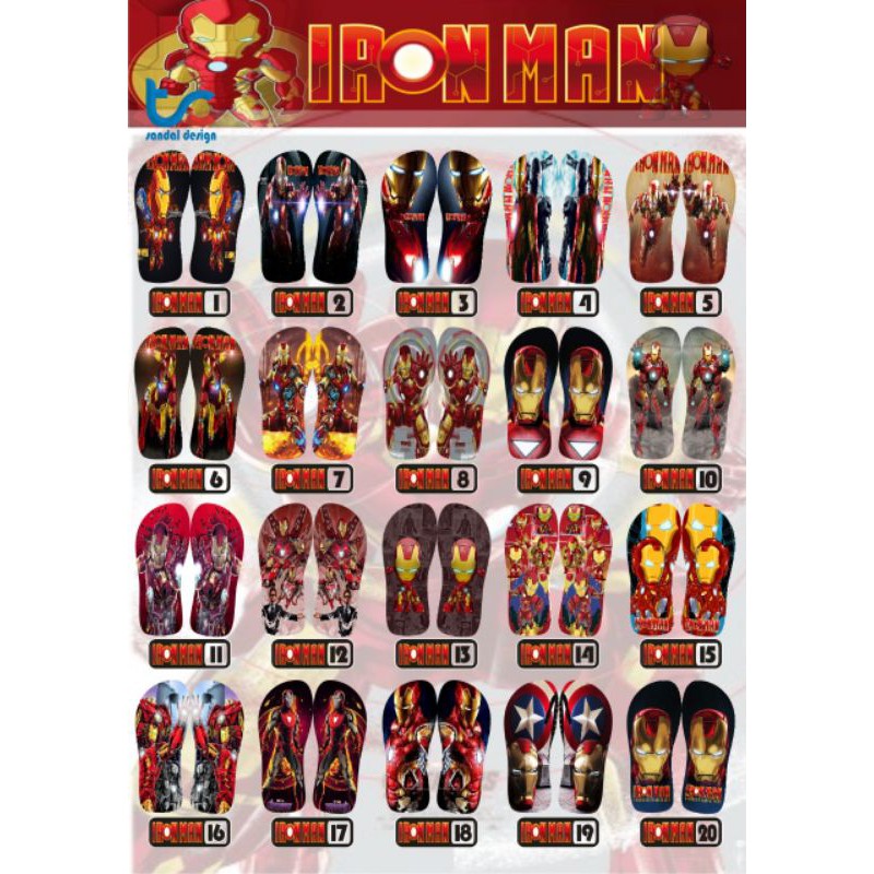 Sandal Custom Nama Karakter IRON MAN GRATIS Custom Suka Suka