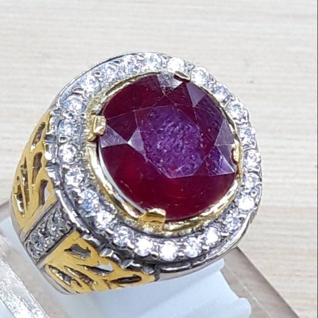 BATU CINCIN PERMATA MERAH RUBY PEGEON BLOOD RING PERAK