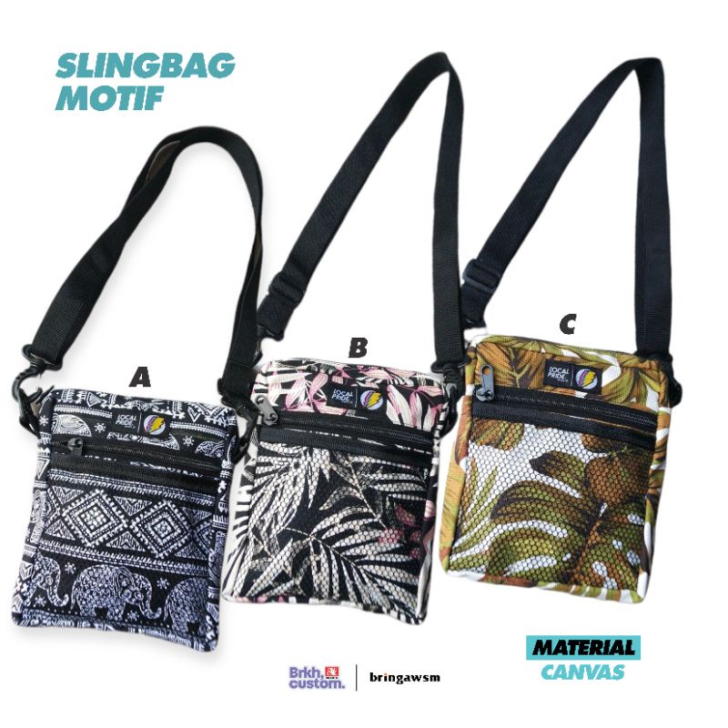 TAS SELEMPANG MOTIF KANVAS BY BRKHCUSTOM | TAS DISTRO | TAS BAHU | SLINGBAG