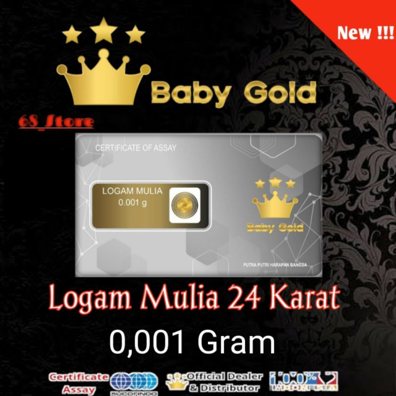 Baby Gold 0,001 Gram Emas mini Logam Mulia 24 Karat Sucofindo bisa tukar antam