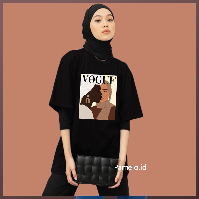 Pamelo.id Hijaber 2V Kaos Oversize/Fashion Muslim/Kaos Hijab/Kaos Kartun Hijab/Kaos Oversize Hijaber/Tunik Hijaber/Kaos Tangan 3/4