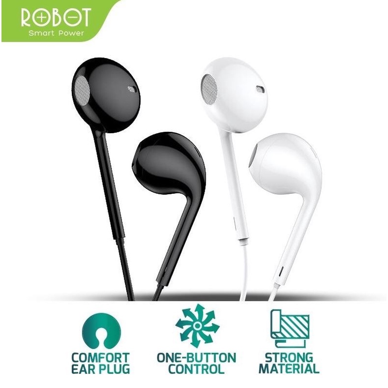 ROBOT WIRED Headset JACK 3.5mm / AUX ROBOT RE20 / RE10 Earphone kabel jack port 3.5mm SUPPORT TELEPON dan VOLUME