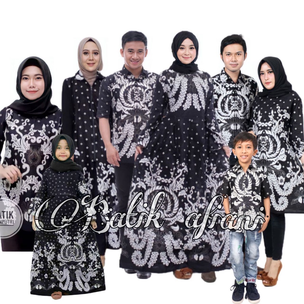 Batik Couple keluarga sania ruffle ori ndoro jowi dnt motif gurita putih