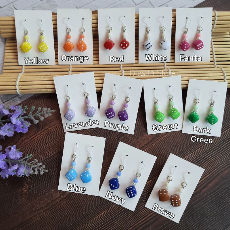 HANDMADE ANTING ANAK/DEWASA KAITAN PLASTIK MOTIF DADU