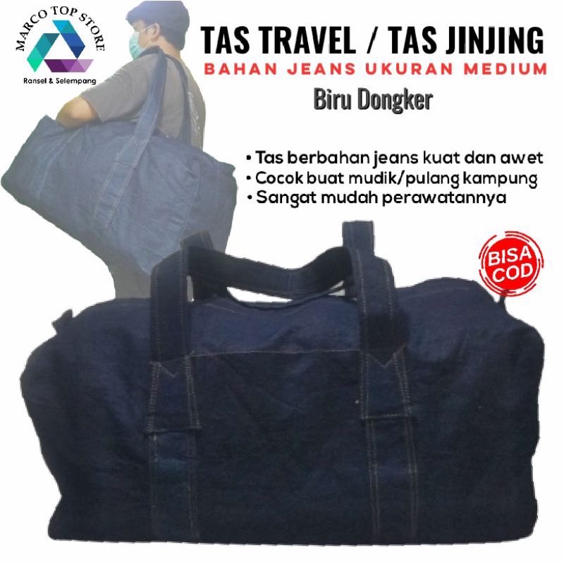 Tas Jinjing Barang Pakaian Pria Wanita Duffel Bag Medium Size Cowok Cewek Remaja Outdoor Travelling 
