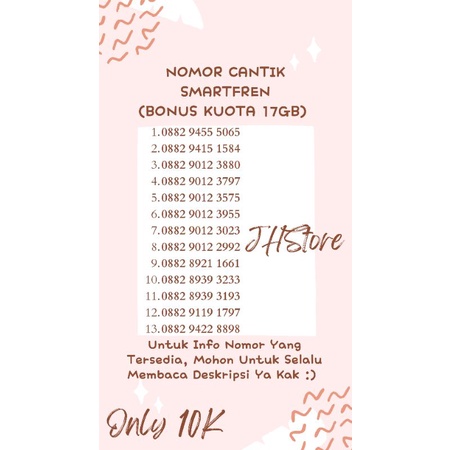 Kartu Perdana Smartfren/Nomor Cantik Murah (Bonus Kuota 17GB)