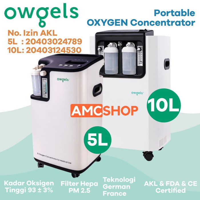 Owgels 10 LPM Oxygen Concentrator Medical Pengganti Tabung Oksigen