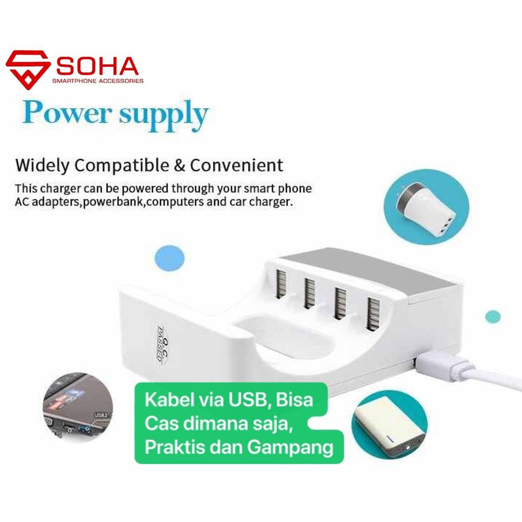 CHB-001 Charger Baterai 4 Slot AA AAA Ni-Mh/Ni-cd Pakai Kabel USB Plug Indikator Lampu LED Fast