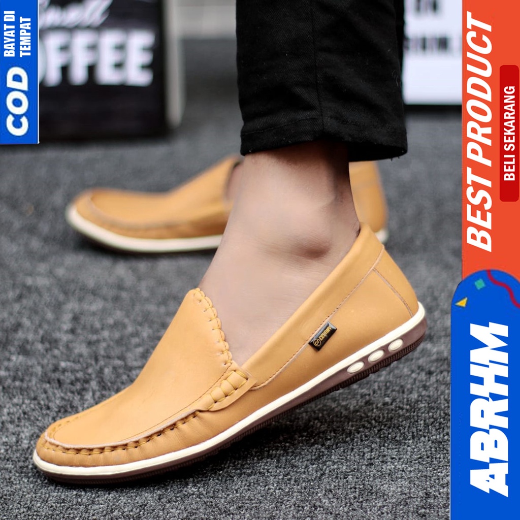 Sepatu Formal Pantofel Kulit Asli Kerja Pria Hitam ABRHM MYHT