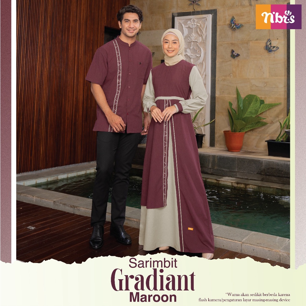 Nibras Sarimbit GRADIANT MAROON Baju Lebaran Keluarga Bahan Murano Setalan Couple Kelurga by NBRS