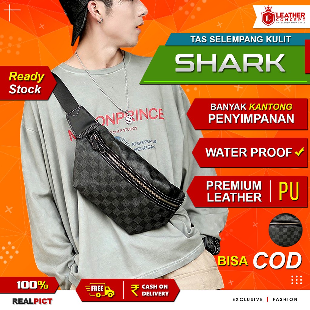 Tas Selempang Kulit Pria Tas Kulit Pria Tas Pria Sling Bag Pria SHARK