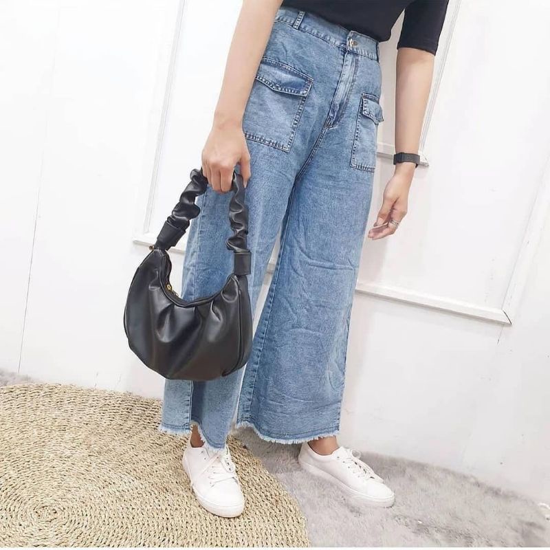 KULOT POCKET JEANS WANITA CELANA JEANS MODEL KULOT SAKU DEPAN