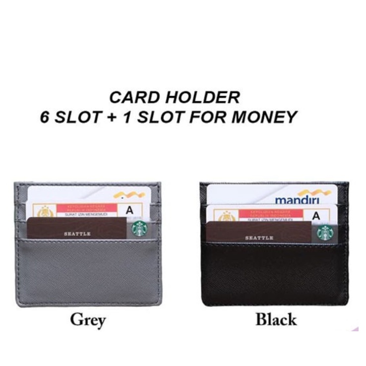 A213-A217 CARD HOLDER 6 slot kartu + 1 slot money uang dompet kecil travel travelling murah termurah warna ungu pastel lilac black navy grey abu hitam biru tua wanita pria laki cewe cowo cewek cowok white putih