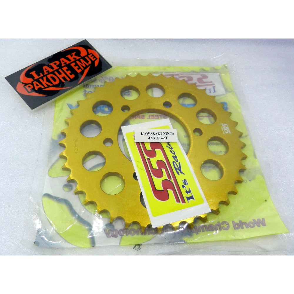 GEAR BELAKANG SSS NINJA R / NINJA RR  428 / 42 ALUMUNIUM GOLD SSS ORIGINAL ( LAPAK PAKDHE