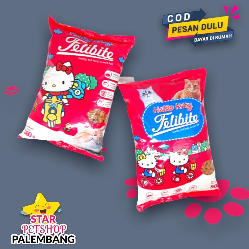 Makanan kucing Felibite Bentuk IKAN kemasan 500gram freshpack