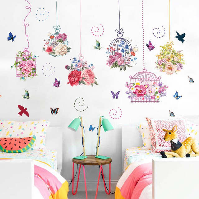 Reliza Wall Sticker Sangkar Burung Bird Cages Hanging Stiker Dinding LDR8332