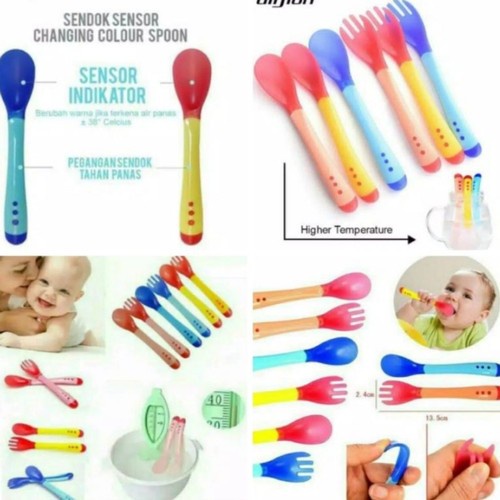 LT- [30 GR] SENDOK MAKAN BAYI SENSOR SUHU PANAS SILIKON ELASTIS SILICONE MPASI