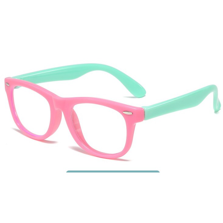 Kacamata Anak Anti Radiasi Blueray Blue Light HP Komputer Bahan Silikon Lentur Laki Laki & Perempuan-2. Pink Hijau