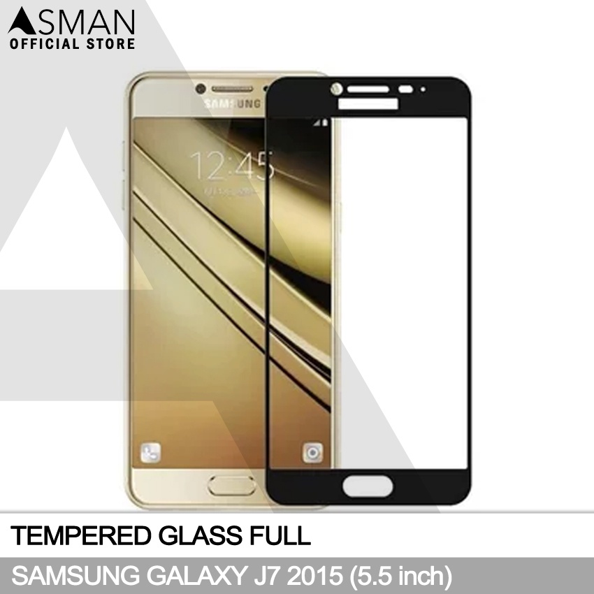 Tempered Glass Full Samsung Galaxy J7 (2015) / J700 (5.5&quot;) | Anti Gores Kaca - Hitam