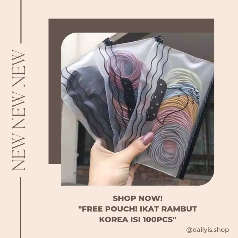 [COD] FREE POUCHIKAT RAMBUT/IKAT RAMBUT KOREA/isi 100pcs
