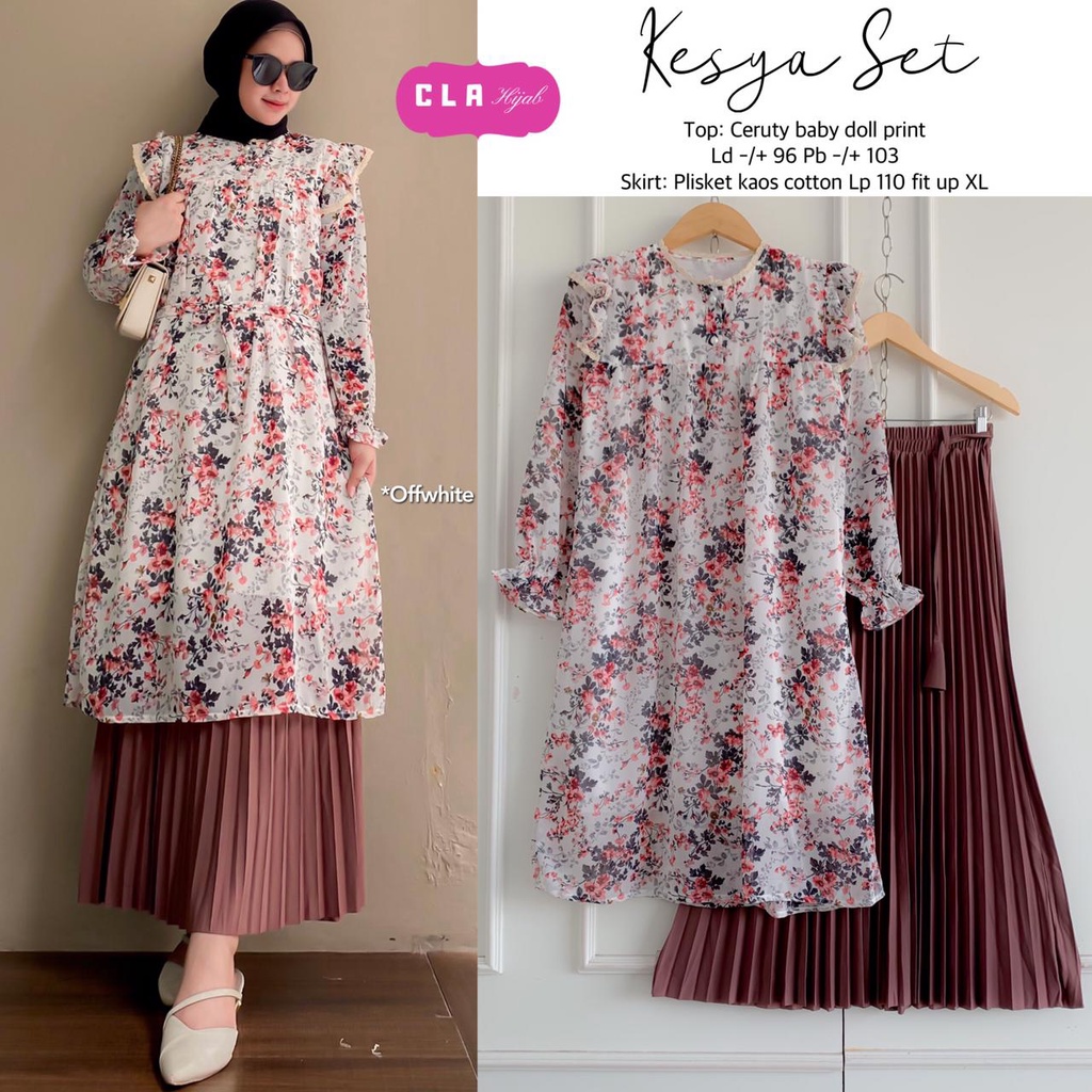 Setelan Wanita Kesya Set Atasan + Rok Ori ClaHijab