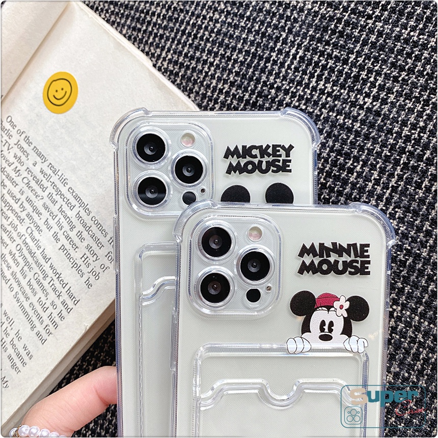 Casing Soft Case TPU Transparan + Dompet Mickey / Minnie Untuk Realme C21Y / C25s / 9i / C25 / C12 / C25Y / C20 / C20A / C11 / 2021 / C1 / Narzo / 30A / 20