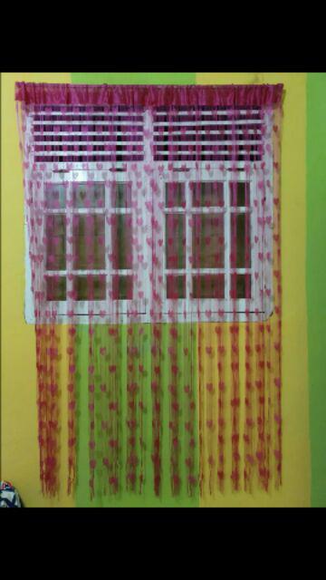 Tirai Love / Tirai Pintu Dan Jendela Benang Motif Lovenono