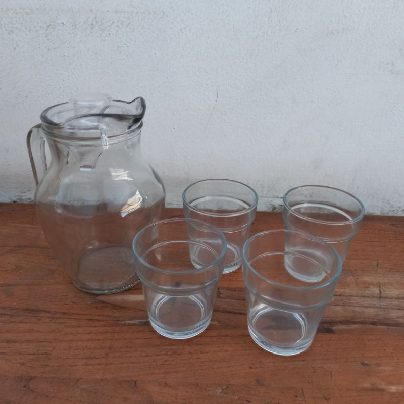Drink Set 1 Pitcher dan 4 Gelas Kaca Bening