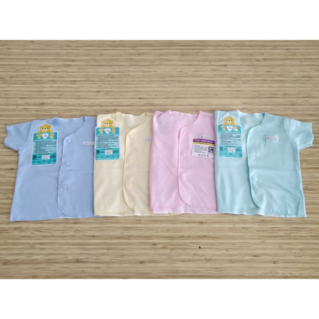 LIBBY MURAH BAJU  BAYI  3 6 PENDEK NEWBORN  WARNA POLOS  