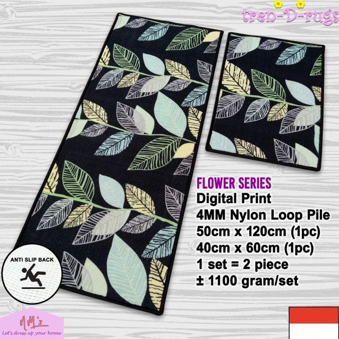 Karpet keset kaki bunga lantai dapur set panjang kitchen mat anti slip