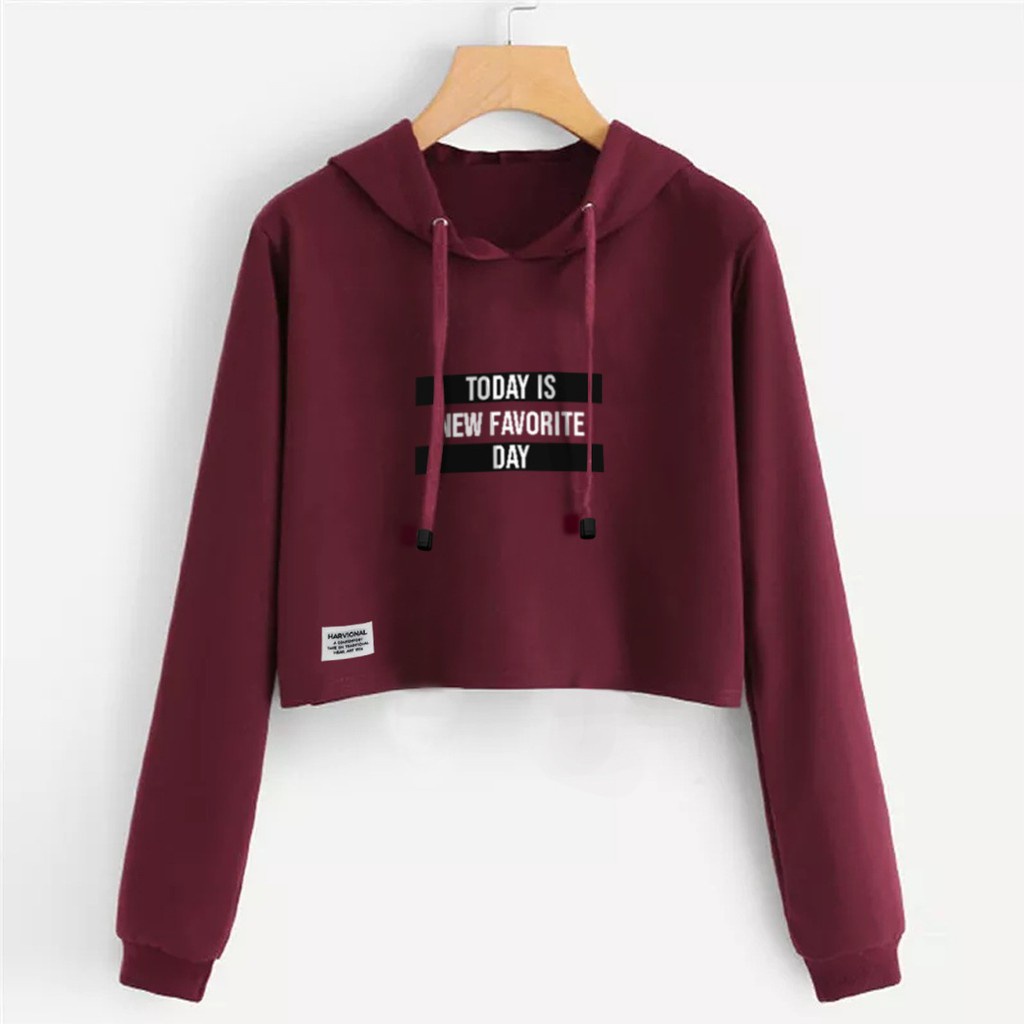 SWEATER CROP HOODIE TODAY BAHAN POLOS TERLARIS