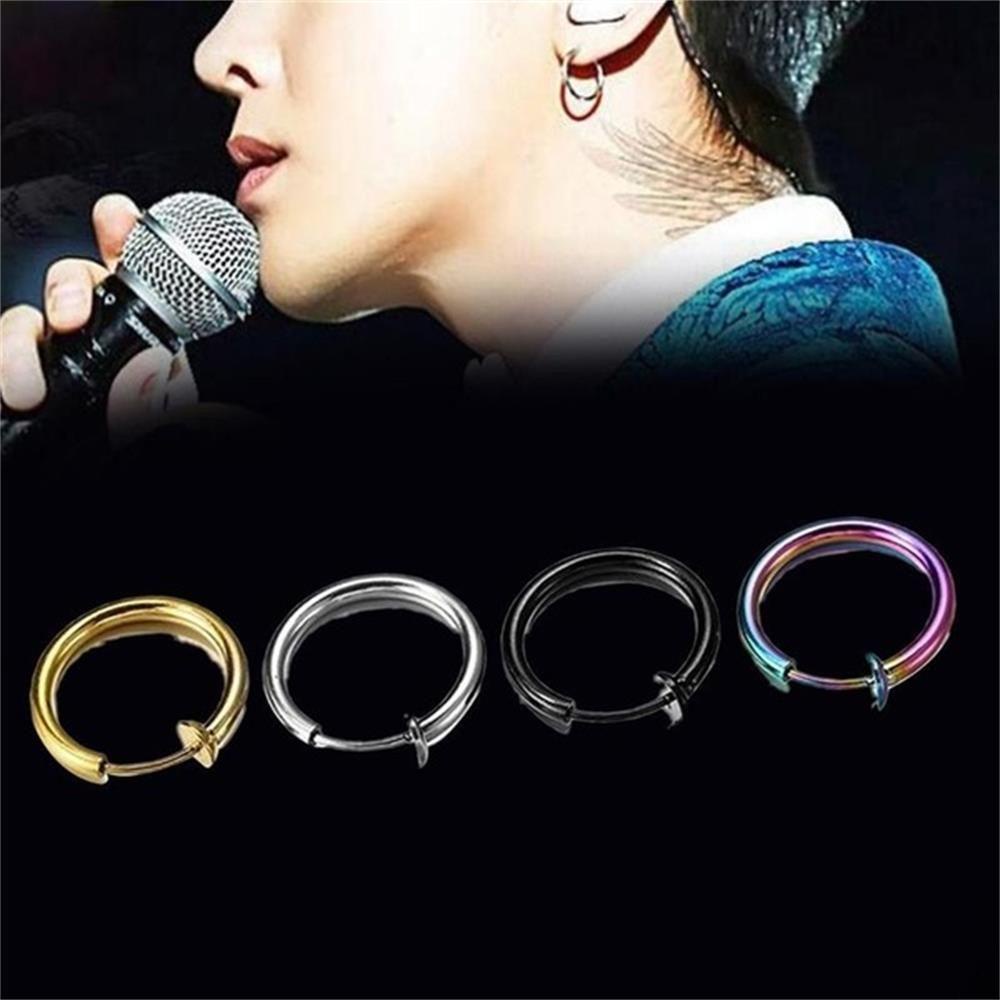 Suyo Anting Ditarik Baru Anti Karat Wanita Pria Perhiasan Hip Hop Putaran Hoop Telinga Manset