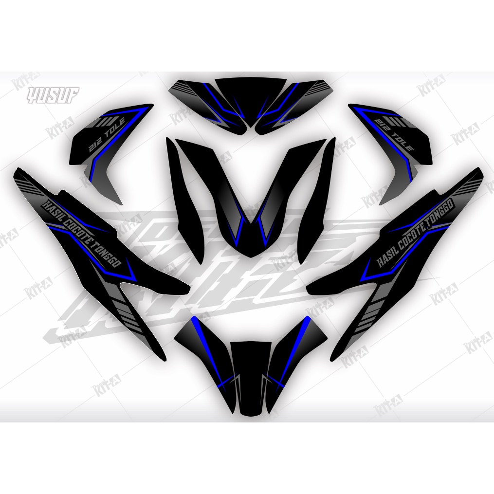 Decal Honda Beat Delux Dekal Striping Beat 2021 Hitam Biru Abu Full Body