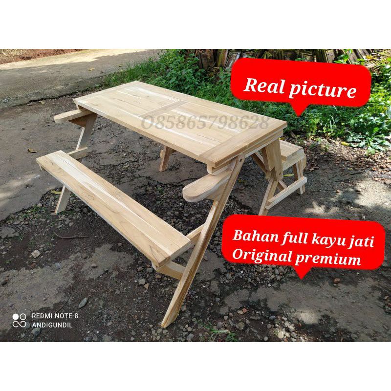 Ready Stok  COD  Kursi Bangku Lipat Full Kayu Jati mentahan kursi magic jati Kursi  Cafe Resto Full 