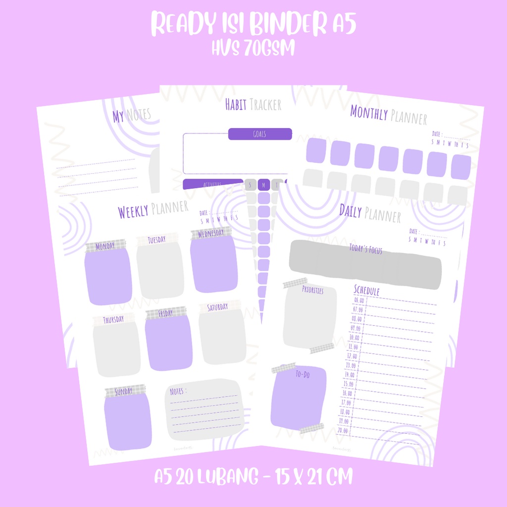 

Daily Planner Basic Memo Agenda Check List Notes Monthly Planner [10 Lembar] by Taevantae95 - Purple Ver.3