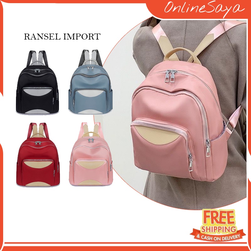 TAS RANSEL BACKPACK WANITA FASHION KOREA IMPORT 1826 - POLYESTER ANTI AIR SEKOLAH KULIAH KERJA TERBARU MODEL