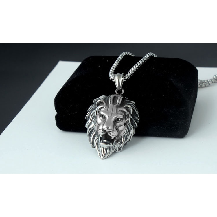 Luminous vintage fashion mendominasi kalung trendi pria dipersonalisasi titanium baja lion's head li