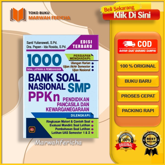 Buku 1000 Soal Bank Soal PPKn SMP edisi terbaru