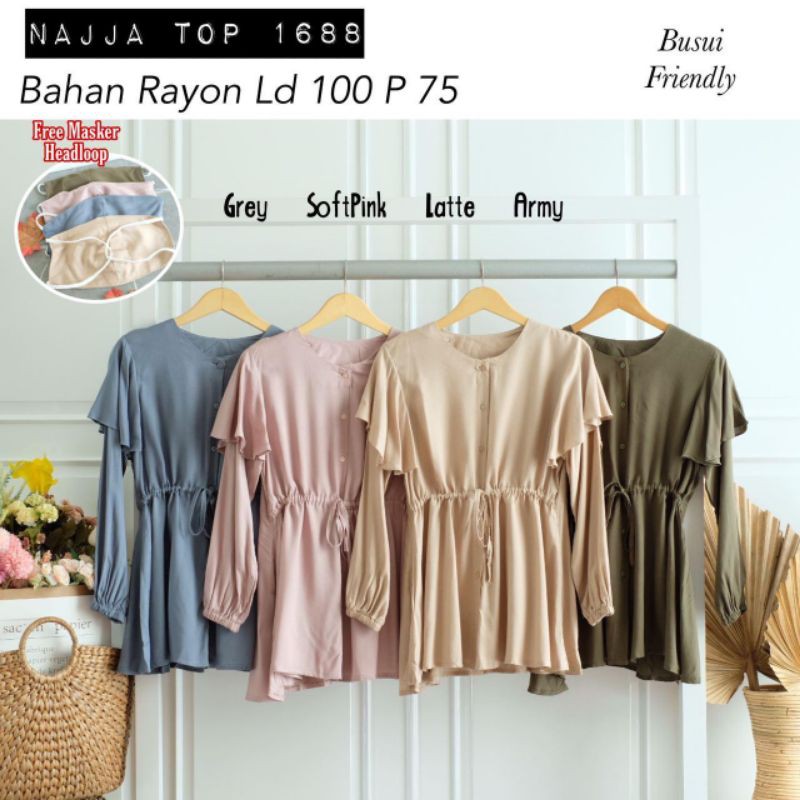 Najja Top Blouse Atasan by Amidah Hijab | atasan keren/atasan ootd/atasan kekinian/atasan murah