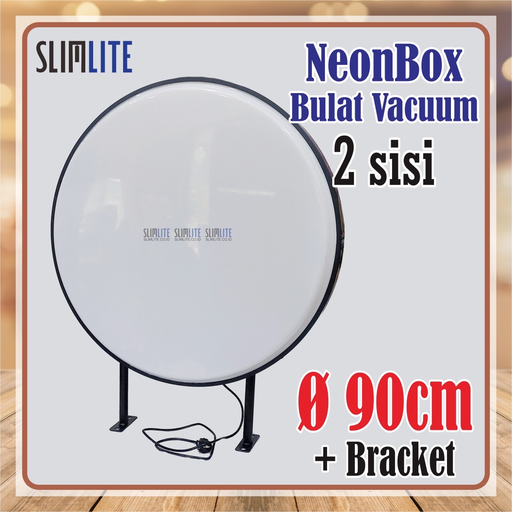 Neon Box Bulat 90cm 2sisi Vacuum Polos Frame Tebal 8cm | Neon Box Bulat (RF80-VF90-2s) NBB Diameter 