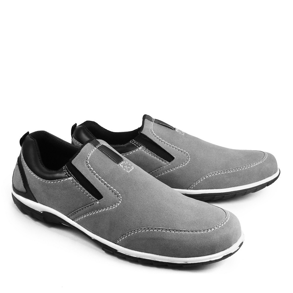 MS SHOP - Sepatu Pria Walkers Katenzo Abu Slop Formal Casual Kerja Selop Keren Slipon Kondangan