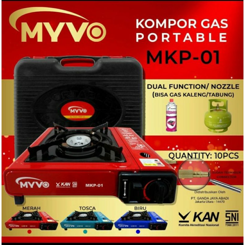 kompor gas portable MYVO 2 in 1 - gas kaleng dan elpiji - SNI