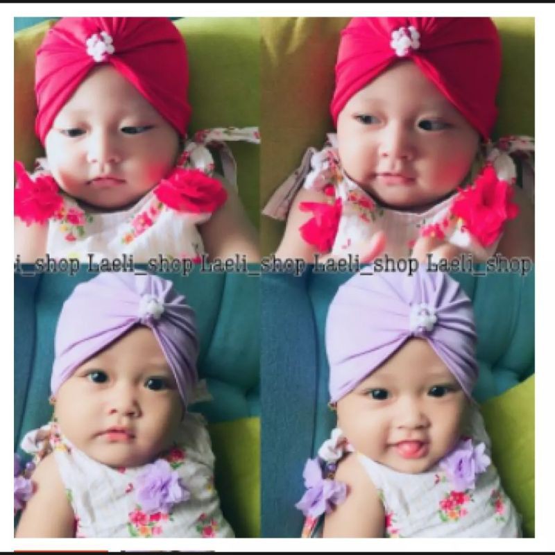 turban Anting Flower anak bayi perempuan Usia 0 - 3 Tahun | ciput baby new born 6 - 2 thn | bandana Baby Girl newborn import Premium lucu 1 - 5 Bulan